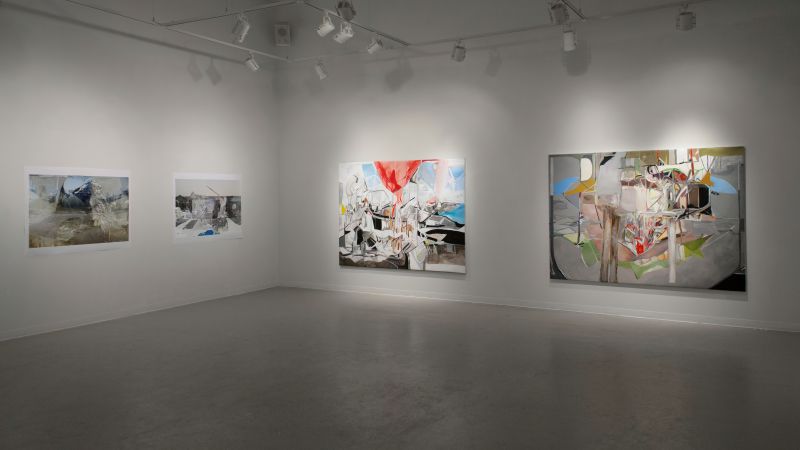 Installation view, Backwater Resolution, 20090201 — Well Watch Twin Peaks, Jeff Wall Dug Me A Mountain, My My Montreal, The Seers Man the Boat