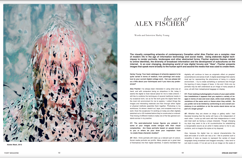 Installation view, Faint Magazine Interview, 20131201
