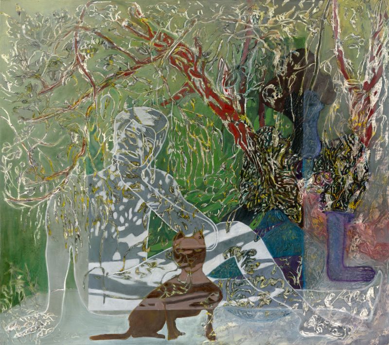 Pet Casper and Hesperie, 20160622, 48 × 54 × 2 in (1219 × 1372 × 51 mm), digital image of mixed media
