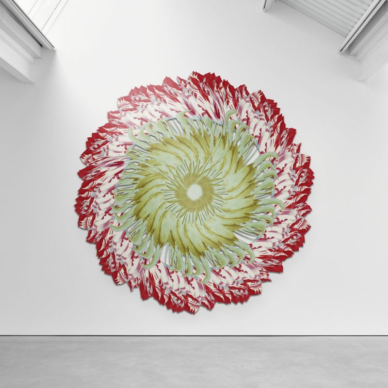 Mandala, 20190501, 96 × 96 in (2438 × 2438 mm), digital image of aluminum (water-cut)