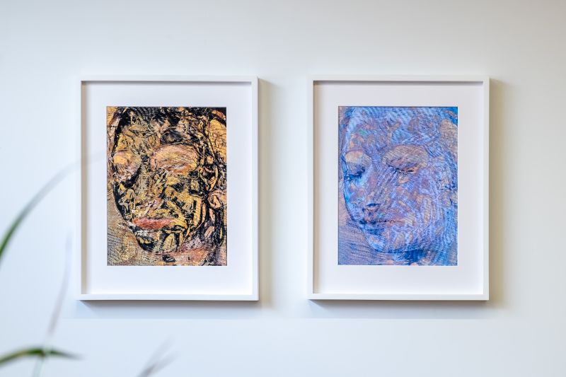Installation view, Art Show, 20221001 — Mask 2, Mask 1