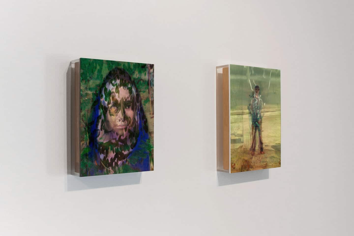 Alex Fischer, (LEFT) Myrrha, 2011. (RIGHT) Artists Image, 2011 installed in 'Beyond The Fall' at O'Born Contemporary