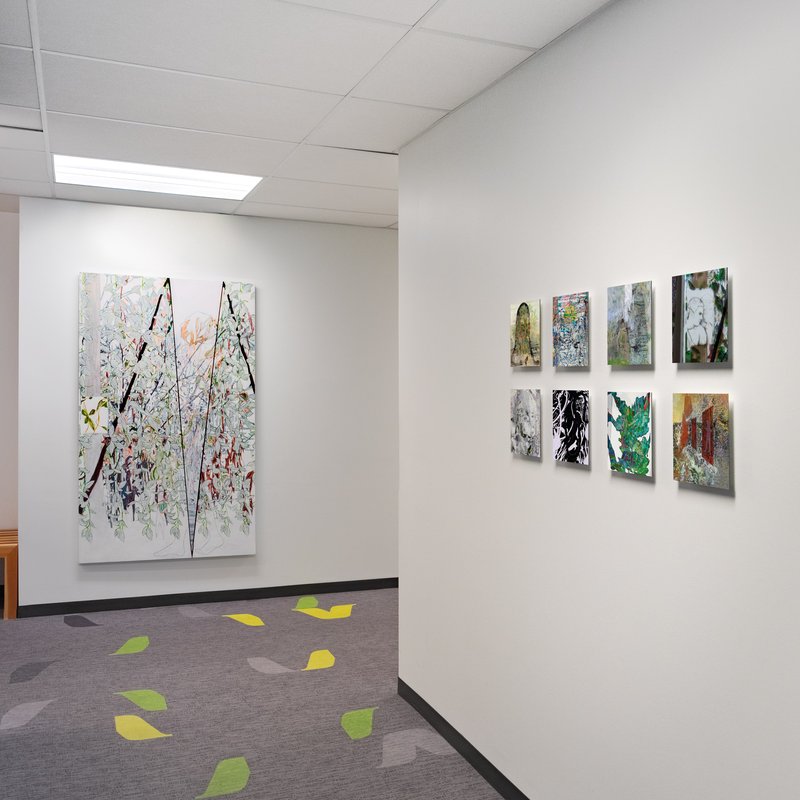 Alex Fischer, Season V, 72 &times; 48 in oil and acrylic on pine (with 8 printed panels)