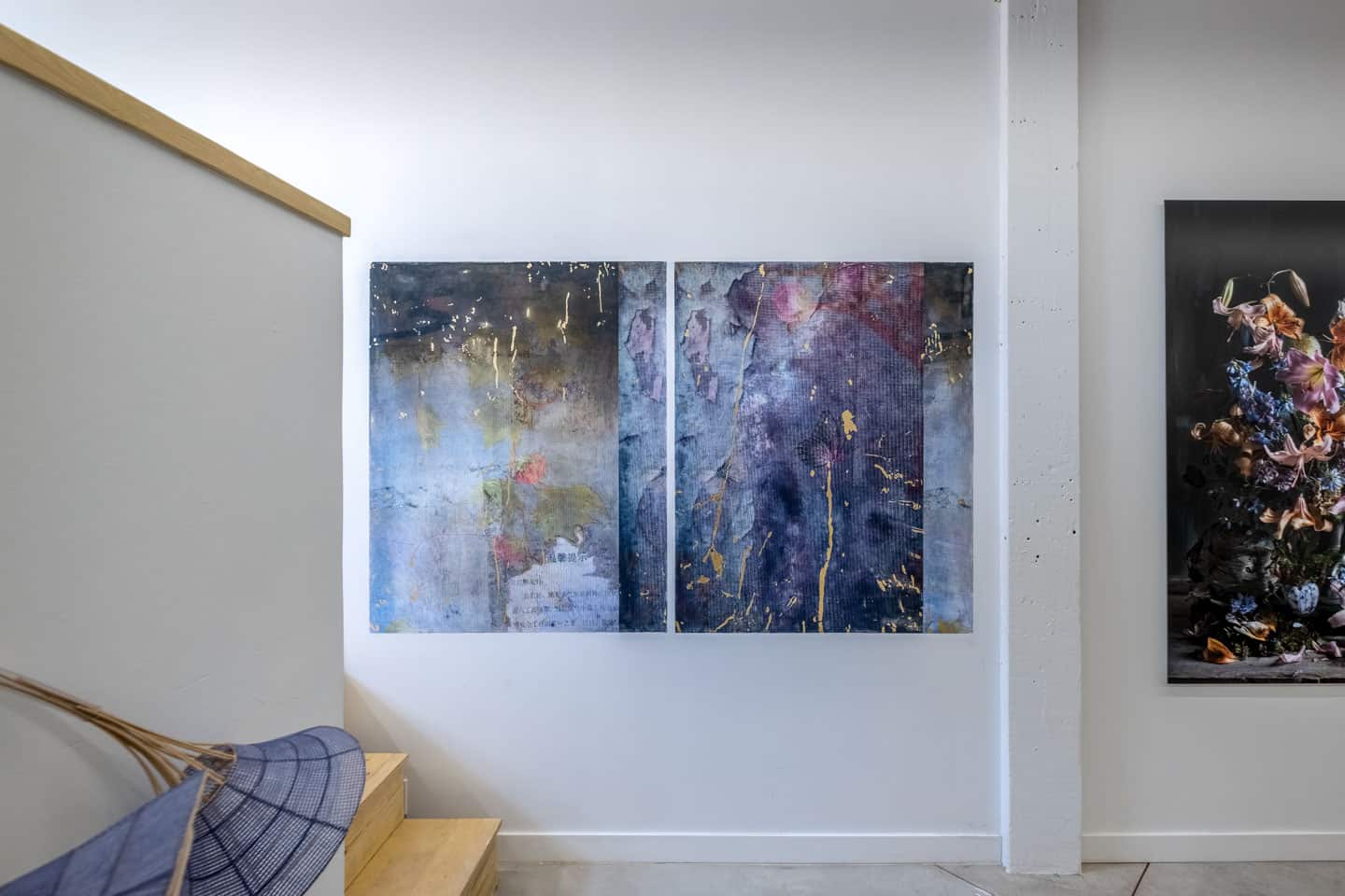 John Monteith, Untitled (An Excerpt, Beijing), 2022, (2×) 813×648mm / 32×25½in gel medium photographic wall transfer and gold leaf