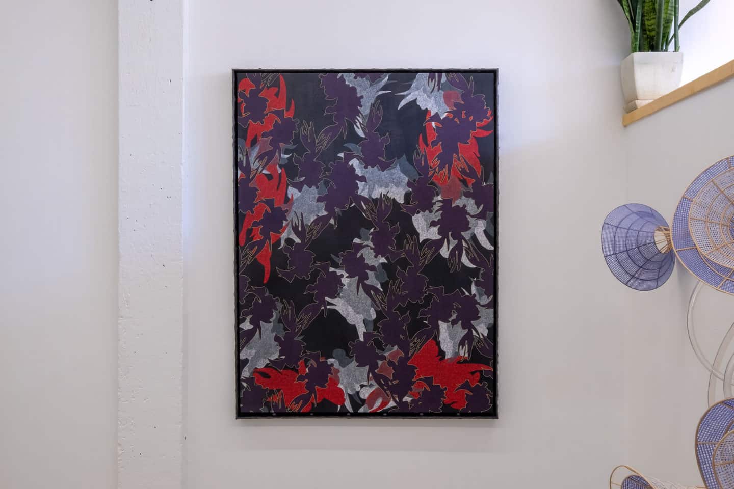 Emma Welch, Dweller, 2022, 254×203mm / 49½×37¼in colour pencil and wax pastel on linen over panel, with black epoxy artist’s frame and epoxy balls