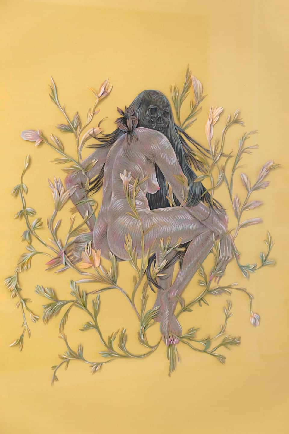 Winnie Truong, Worth the Wait, 2017, 572×457mm / 24×19½in coloured pencils and cut paper collage