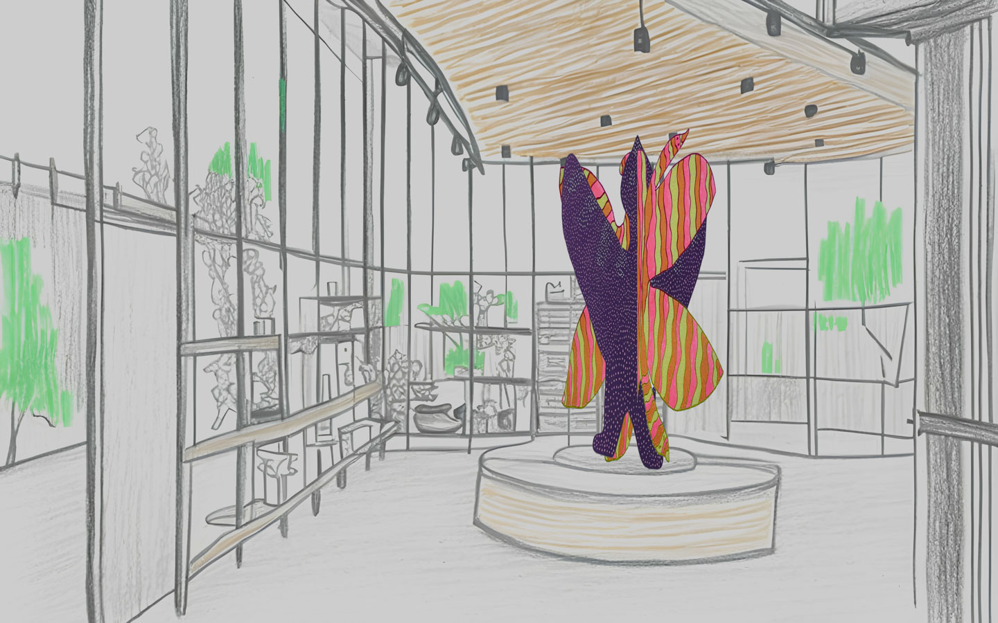 Alex Fischer, As a Bird, 2023 concept sketch Alex Fischer, As a Bird, 2023 concept sketch